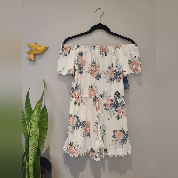 Off The Shoulder Floral Romper - Picture 1 of 2